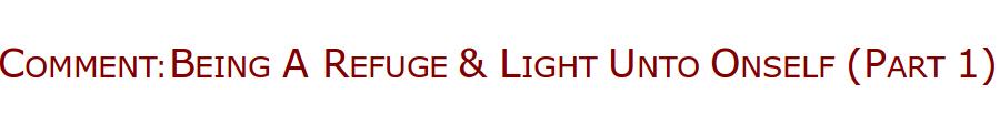 Comment: Being a light and refuge unto oneself (Part 1)